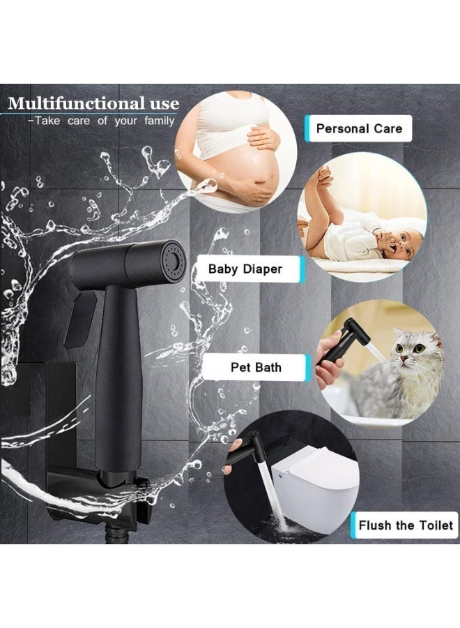 Walpck Handheld Bidet Sprayer for Toilet, 304 Grade Stainless Steel Bathroom Jet Spray with 1.5 Meter Shower Tube, Portable Adjustable Water Pressure Handheld Bidet Sprayer for Bathroom (Silver) - Image 4